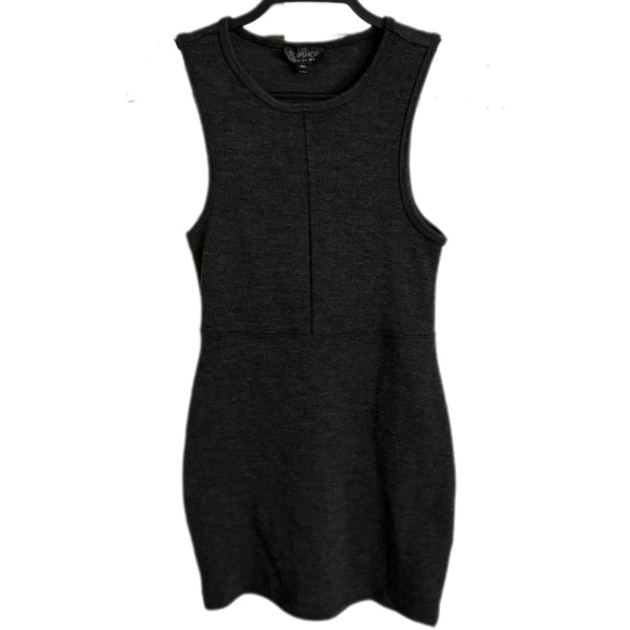 Topshop Dresses & Skirts - Topshop Dark Grey Women’s Sz 8 Seamed Sleeveless Bodycon Strech Tunic Mini Dress